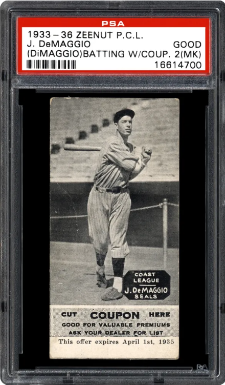 1933-36 Zeenut Pacific Coast League (Batting With Coup) Joe DiMaggio