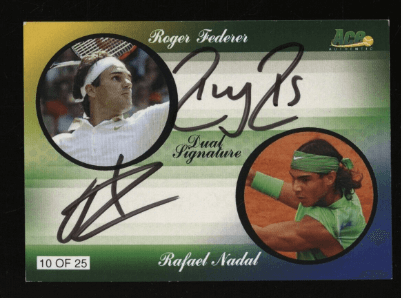 2010 Ace Authentic Tennis Roger Federer Rafael Nadal Auto /25
