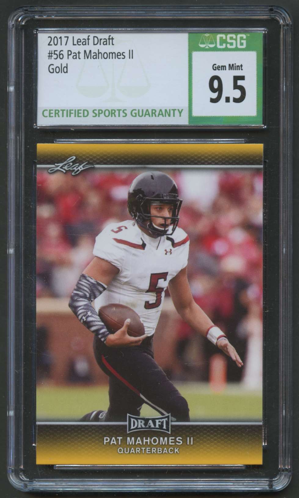 Patrick Mahomes 2017 Leaf Clear Draft Red Rookie Card 5/5 BGS 9 Mint