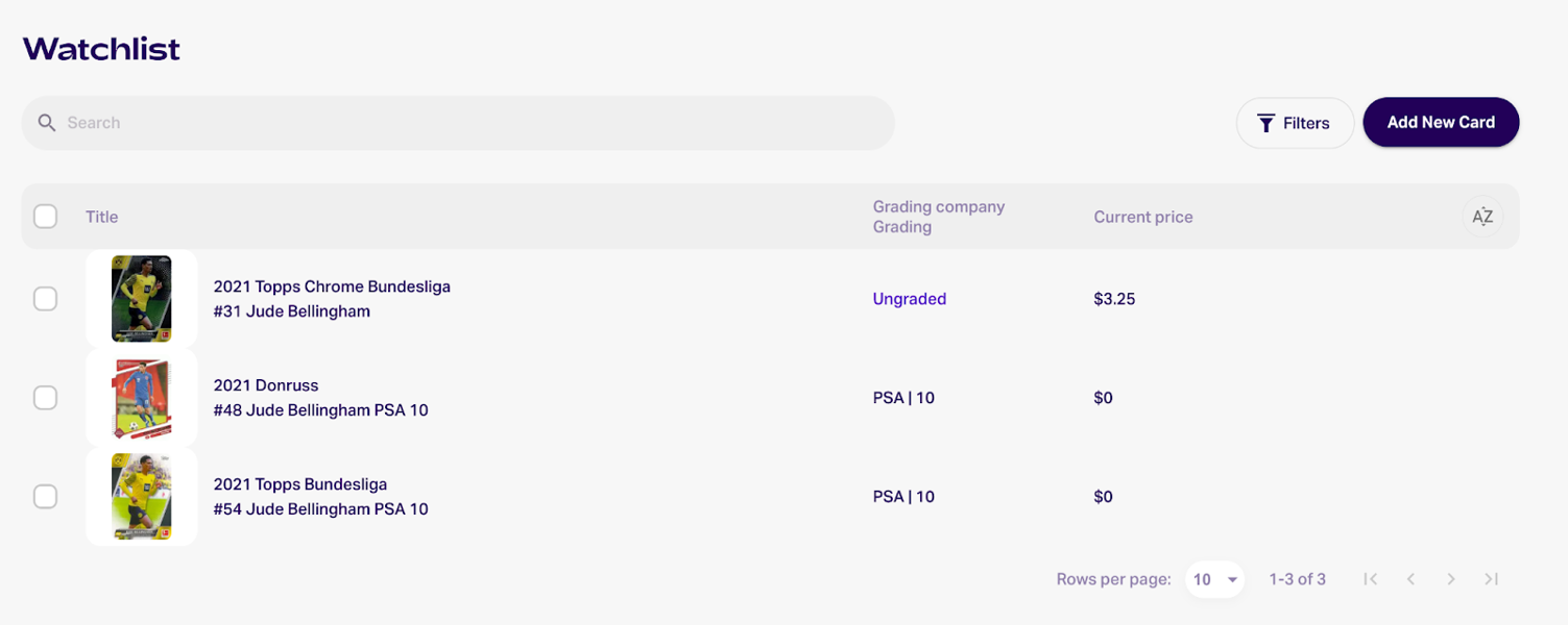 Cardbase Watchlist