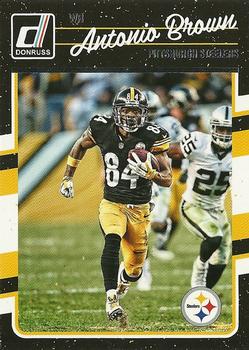 Antonio Brown player worn jersey patch football card (Pittsburgh Steelers)  2014 Topps #TRAB