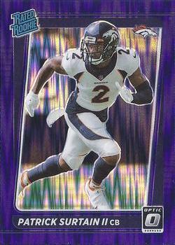 2021 LEAF METAL DRAFT PATRICK SURTAIN II PA-PS2 PURPLE CAMO AUTO #/30  BRONCOS