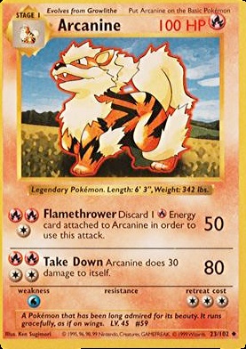 arcanine pokemon card 23 102 ARCANINE - Base Set - 23/102 - Uncommon - Pokemon Card - Unlimited Edition  - NM
