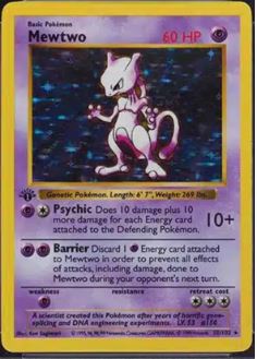 1999 1st Edition Shadowless Mewtwo #10 - $22,655