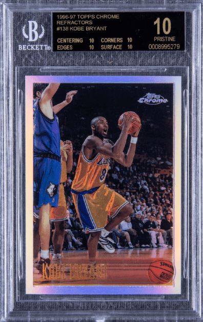 1996 Topps Chrome Refractor #138 Kobe Bryant Rookie Card - $1,752,000