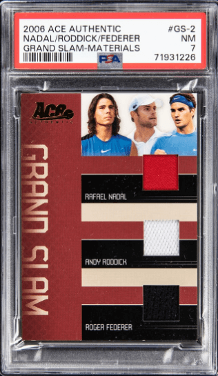 2006 Ace Authentic Grand Slam Match Materials Rafael Nadal Andy Roddick Roger Federer #1