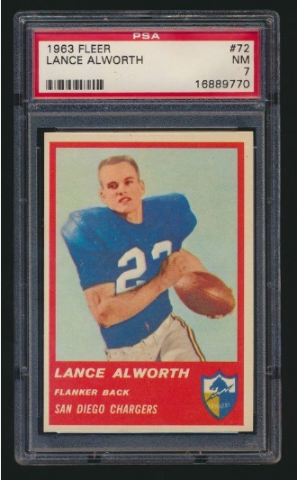 1963 Fleer Lance Alworth Rookie Card #72