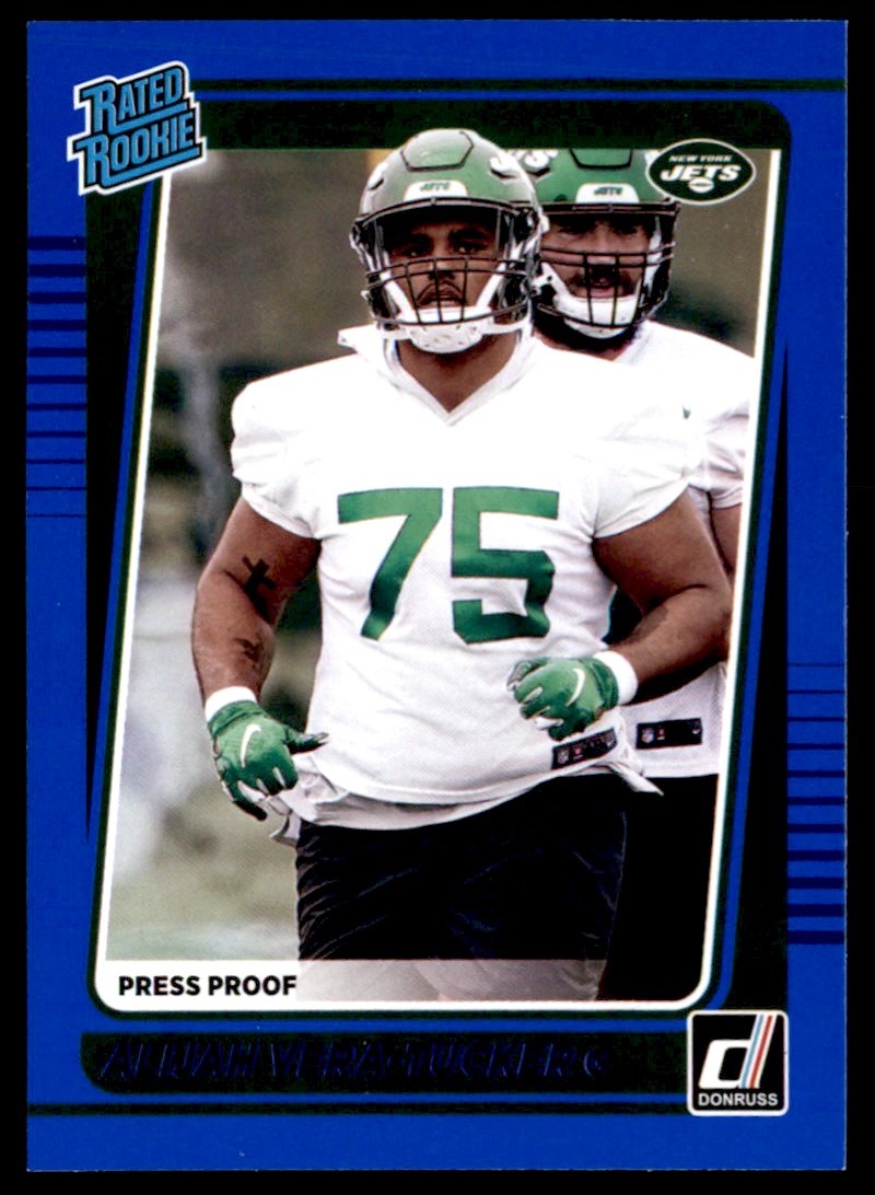 : 2021 Donruss Optic Blue Scope #264 Alijah Vera-Tucker New York  Jets Rated Rookies NFL Football Card (RC - Rookie Card) NM-MT :  Collectibles & Fine Art