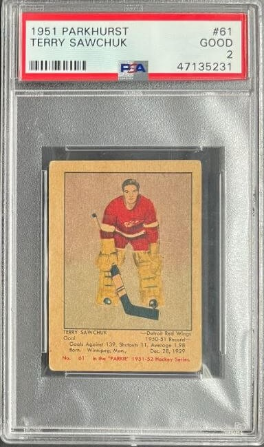 1951 Parkhurst Terry Sawchuk Rookie Card #61