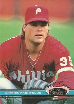 Darrel Akerfields - Phillies #619 Upper Deck 1991 Baseball Trading Card