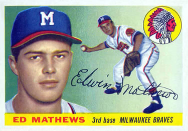 1954 TOPPS BASEBALL #30 EDDIE MATHEWS MILWAUKEE BRAVES