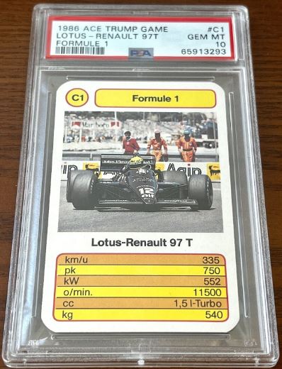 1986 Ace Trump Formula One F1 Ayrton Senna Lotus Rookie Card #C1