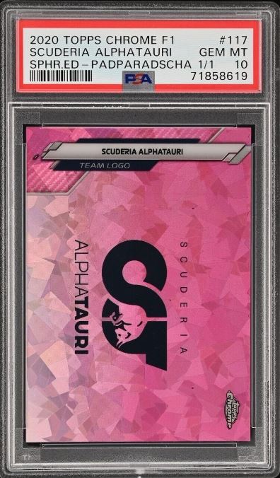 2020 Topps Chrome Sapphire Formula 1 Padparadscha 1/1 Alpha Tauri Logo 