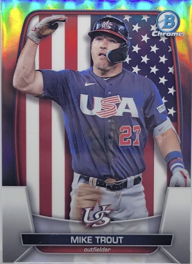 2023 Bowman Chrome Flag Refractor Mike Trout /499 #WBC90