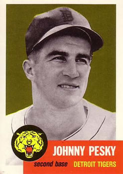 Issued by Bowman Gum Company  Johnny Pesky, 3rd Base, Boston Red