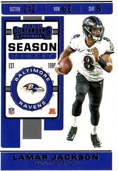 2022 Lamar Jackson Panini Contenders Winning Ticket Insert Ravens