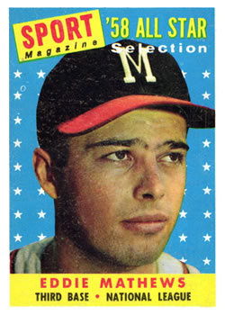 1954 TOPPS MLB BASEBALL CARD #30 EDDIE MATHEWS KSA 6 EX/NM '54 TOPPS