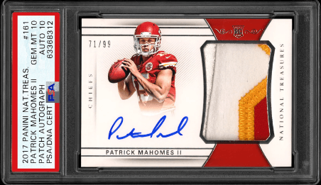 2017 Panini National Treasures Patrick Mahomes RC Auto Patch #161 /99