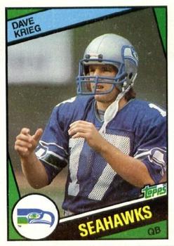 1986 Seahawks Police Football Card~ DAVE KRIEG [Seahawks & Milton College]  NrMt