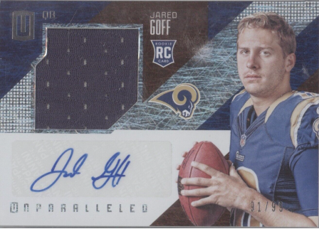 2016 Panini Unparalleled Jersey Autograph Jared Goff /99 #201