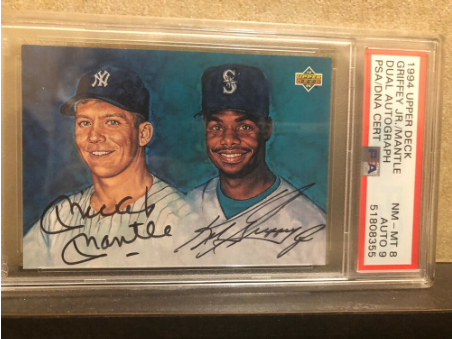 Upper Deck UDA Mickey Mantle and Ken Griffey Jr. Dual Signed Card