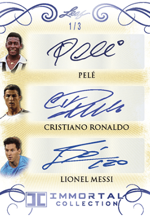 2016 Leaf Pele Immortal Collection Multi-Signed Autographs Pele/Messi/Ronaldo 