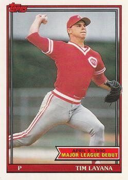 1990 Topps Traded Tim Layana RC Cincinnati Reds Baseball Card