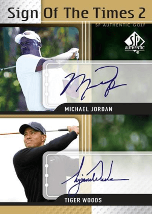 2012 SP Authentic Sign of the Times Duals Tiger Woods / Michael Jordan #ST2TM Autograph