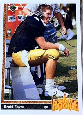 1991 Upper Deck Brett Favre #13 - The Star Rookie Benchwarmer Card