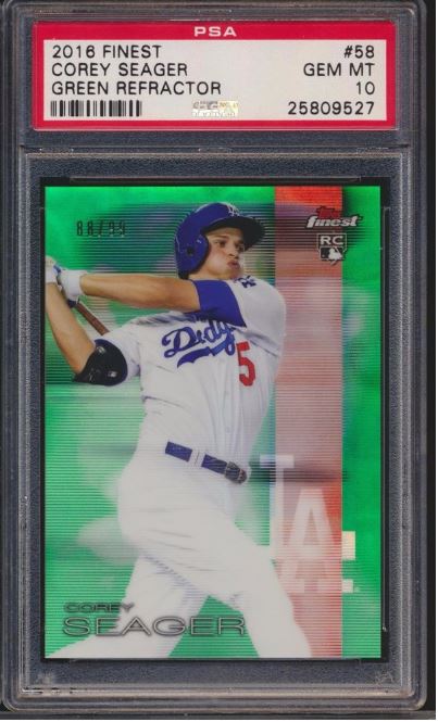 2016 Topps Finest Corey Seager Rookie Card #58 (GREEN REFRACTOR)