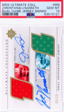 2004 Ultimate Collection Joe Montana Joe Namath Dual Jersey Auto /15