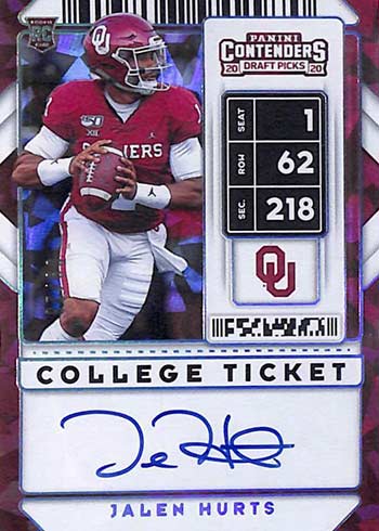 2020 Panini Contenders Draft Picks #115 Jalen Hurts Rookie Card