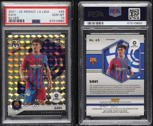 2021 Panini La Liga Mosaic Gavi Gold Refractor 10/10 #45