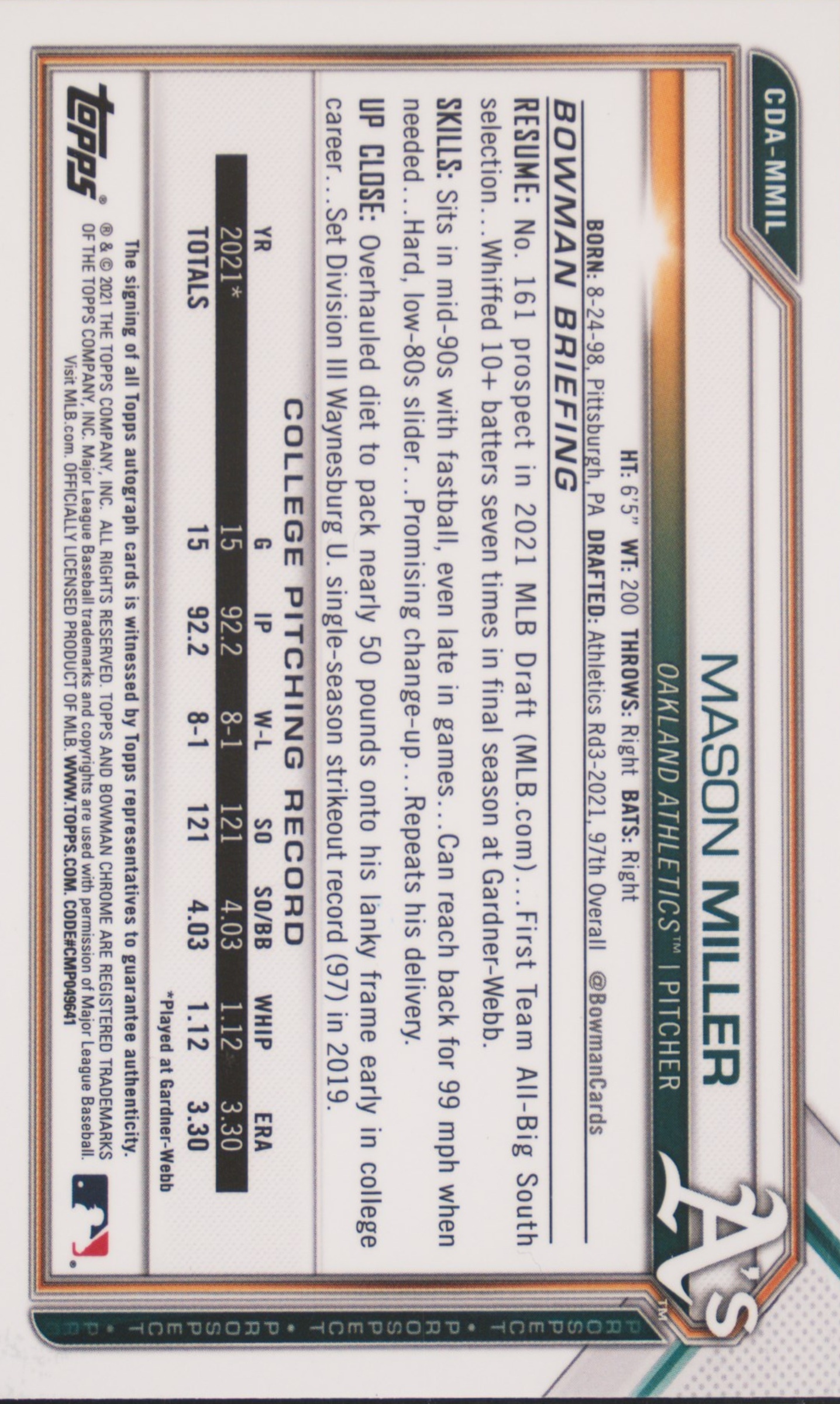 Mason Miller Cards: Values, Rookies | Collectibles.com