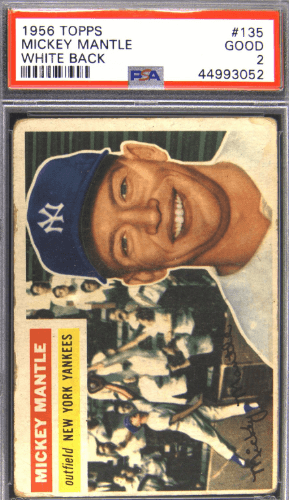 1956 Topps Mickey Mantle White Back #135