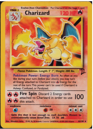 2000 Pokémon Base Set 2 Non-Holo Charizard Error #4 - $16,272