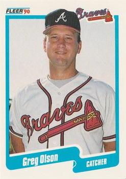 Greg Olson signed Baseball Card (Atlanta Braves, SC) 1991 Topps Stadium  Club #134