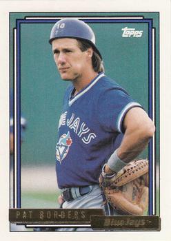 Bloody baseball card of Pat Borders reflects his approach to the