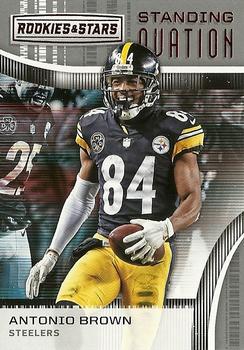 Antonio Brown player worn jersey patch football card (Pittsburgh Steelers)  2014 Topps #TRAB