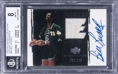 2003-04 Exquisite Collection Uniforms Bill Russell #BR Autographed Jersey #/100