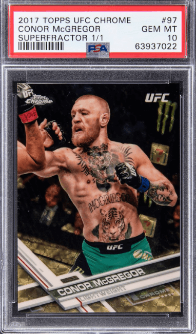 ​​2017 Topps UFC Chrome Superfractor Conor McGregor #97 1/1— $73,800