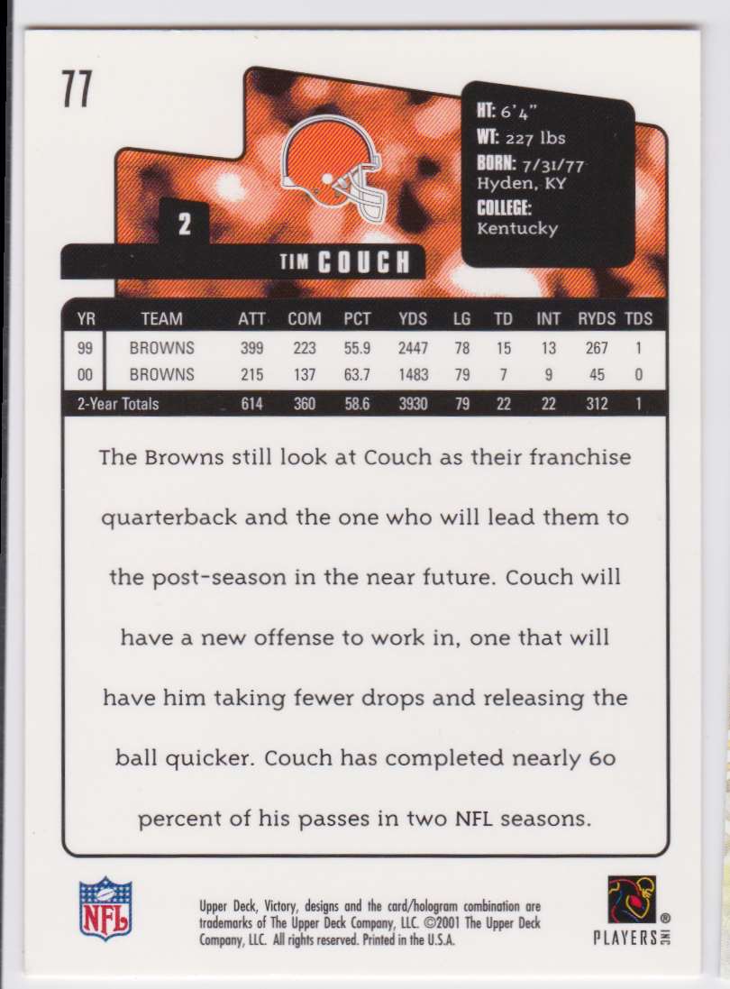 Tim Couch Cards: Values, Rookies | Collectibles.com