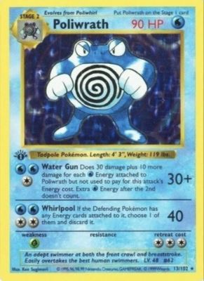 1999 Pokémon Base Set 1st Edition Poliwrath #13 - $13,766