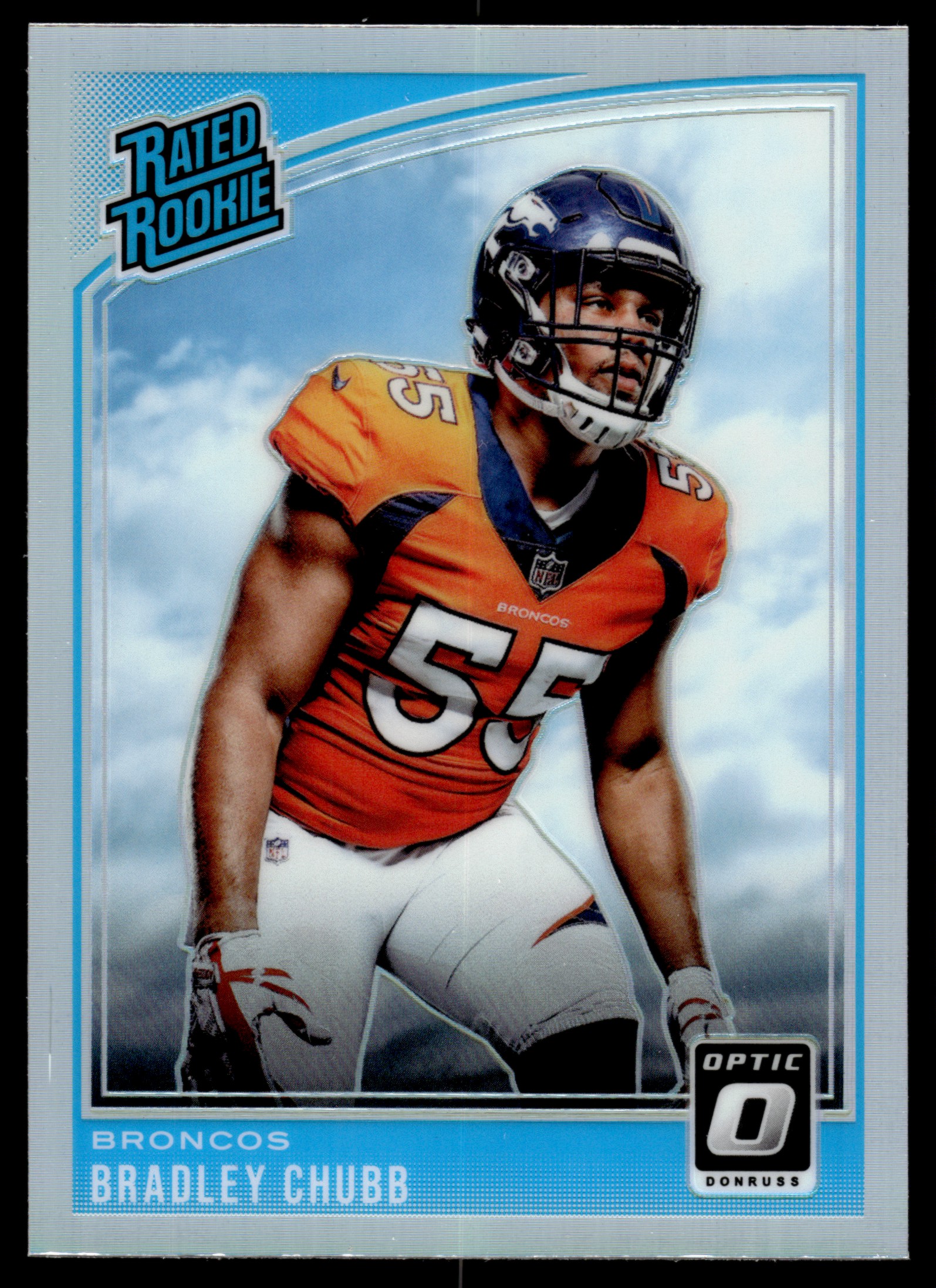 Bradley Chubb player worn jersey patch football card (Denver Broncos) 2019  Donruss Jersey Kings #JK11 LE 299/299