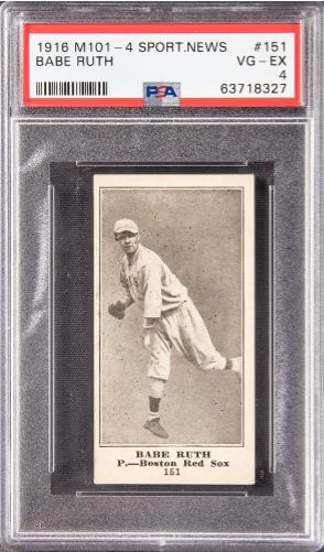 1916 M 101-4 Sporting News Babe Ruth #151