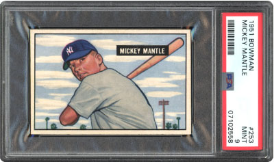 Rank 4: Mickey Mantle 1951 Bowman Rookie Card