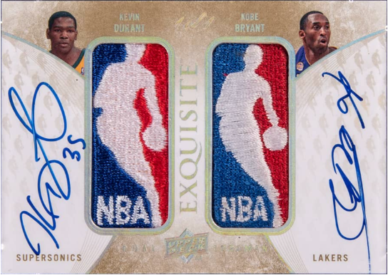 2007 Upper Deck Exquisite Collection Dual Logoman Autographs Kevin Durant/Kobe Bryant Dual-Signed Logoman Patch Card #DL-BD 1/1 - $726,000