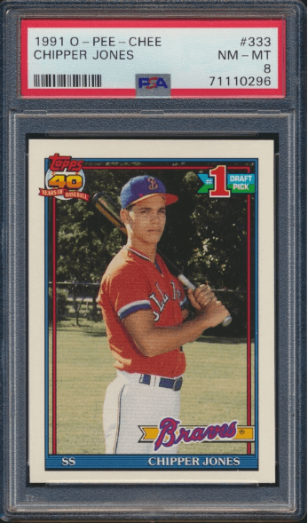 1991 O-Pee-Chee Chipper Jones Rookie Card #333