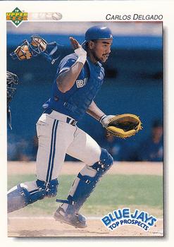 Carlos Delgado player worn jersey patch baseball card (Toronto Blue Jays,  67) 2002 Fleer Flair Jersey Heights