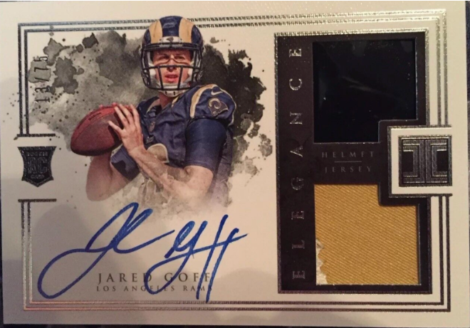 2016 Panini Impeccable Elegance Rookie Helmet and Patch Autographs Jared Goff /75 #151